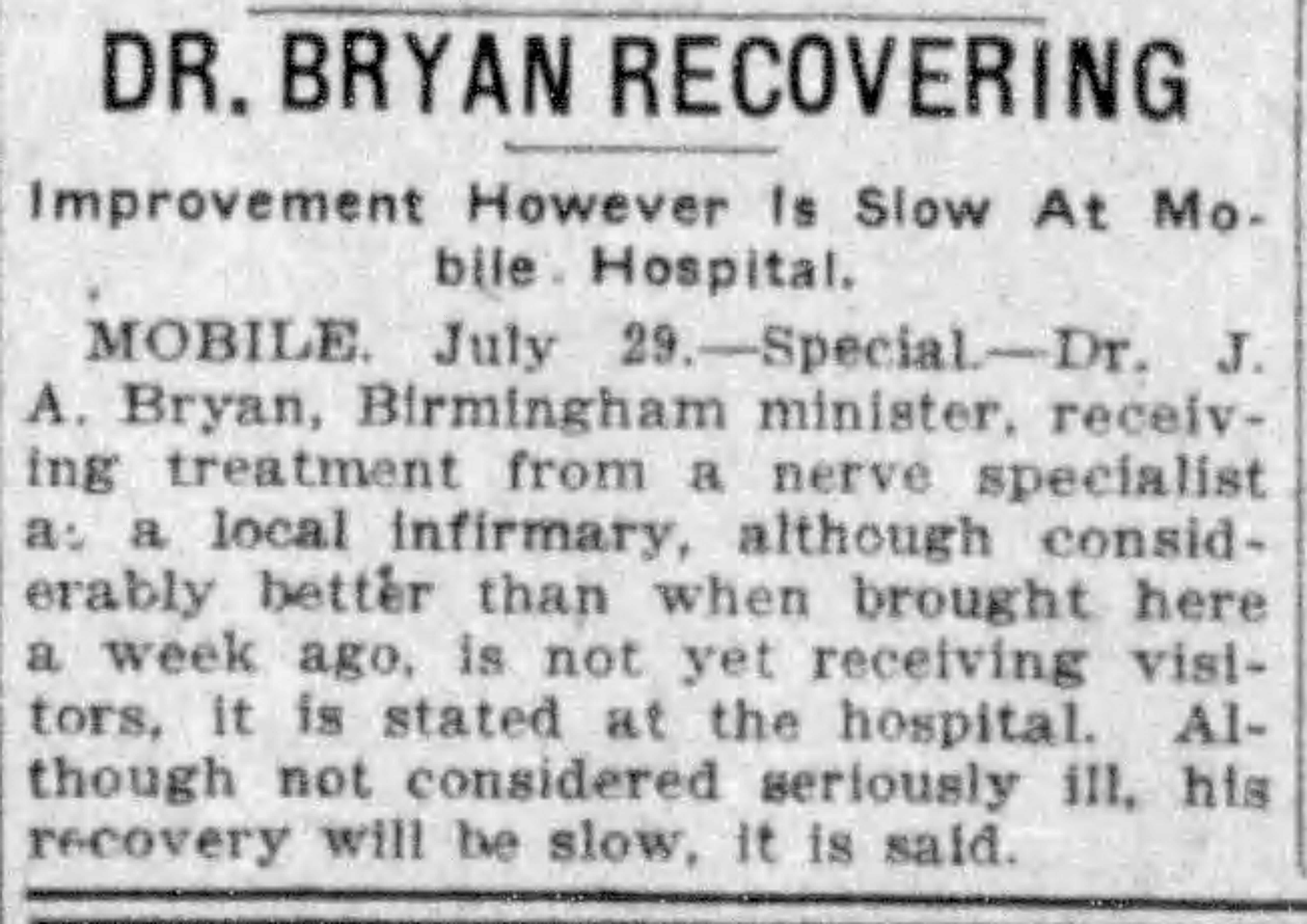 Dr. Bryan Recovering